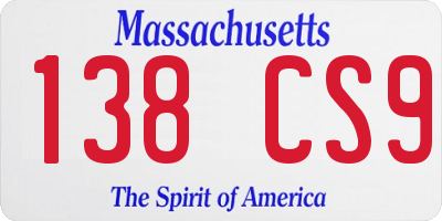 MA license plate 138CS9