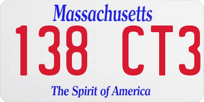 MA license plate 138CT3