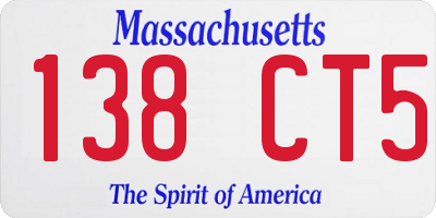 MA license plate 138CT5