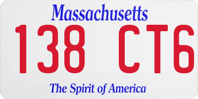 MA license plate 138CT6