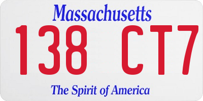 MA license plate 138CT7