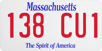 MA license plate 138CU1