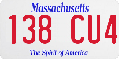 MA license plate 138CU4