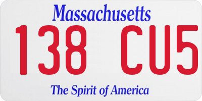 MA license plate 138CU5