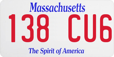 MA license plate 138CU6