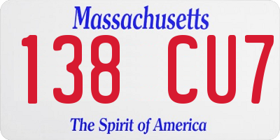 MA license plate 138CU7