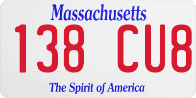 MA license plate 138CU8