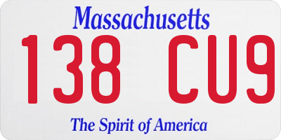 MA license plate 138CU9