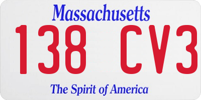 MA license plate 138CV3