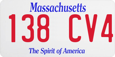 MA license plate 138CV4
