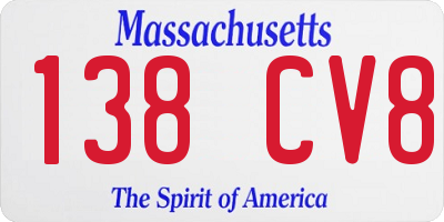 MA license plate 138CV8