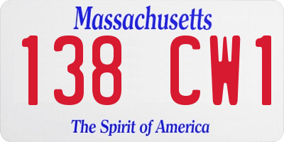 MA license plate 138CW1
