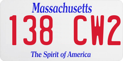 MA license plate 138CW2
