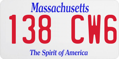 MA license plate 138CW6