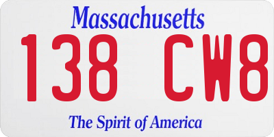 MA license plate 138CW8