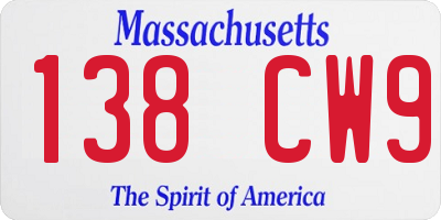 MA license plate 138CW9