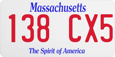 MA license plate 138CX5