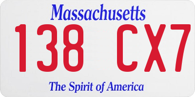 MA license plate 138CX7
