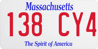 MA license plate 138CY4