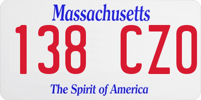 MA license plate 138CZ0