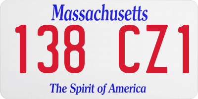 MA license plate 138CZ1
