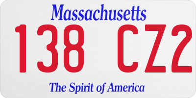 MA license plate 138CZ2
