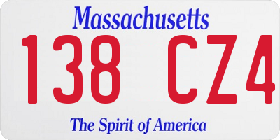 MA license plate 138CZ4