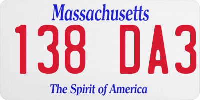 MA license plate 138DA3