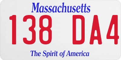 MA license plate 138DA4