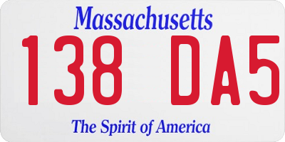 MA license plate 138DA5