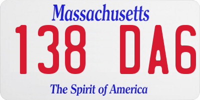 MA license plate 138DA6