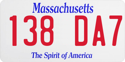 MA license plate 138DA7