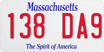 MA license plate 138DA9