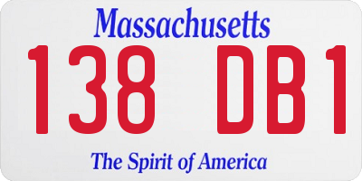 MA license plate 138DB1