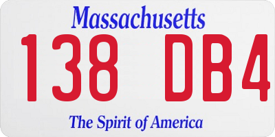 MA license plate 138DB4