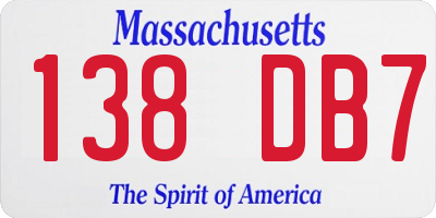 MA license plate 138DB7