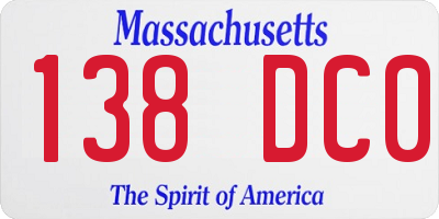 MA license plate 138DC0