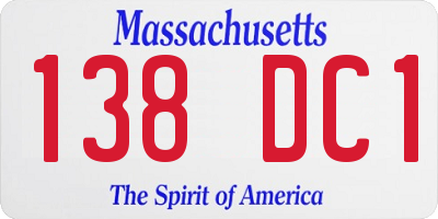 MA license plate 138DC1