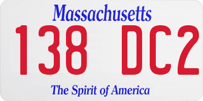MA license plate 138DC2