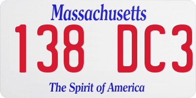 MA license plate 138DC3