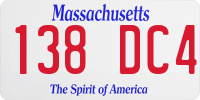 MA license plate 138DC4