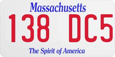 MA license plate 138DC5