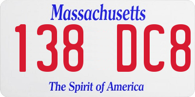 MA license plate 138DC8