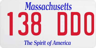 MA license plate 138DD0