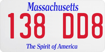 MA license plate 138DD8