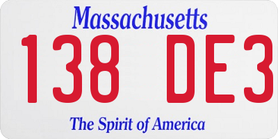 MA license plate 138DE3