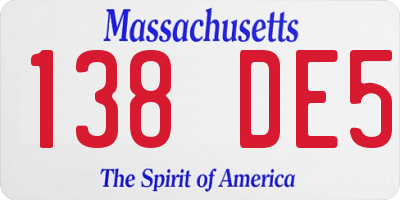 MA license plate 138DE5