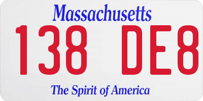 MA license plate 138DE8