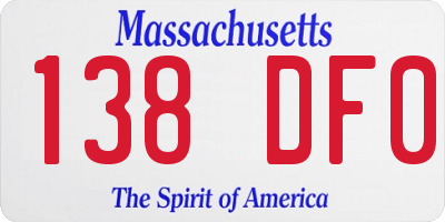 MA license plate 138DF0