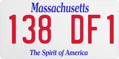 MA license plate 138DF1